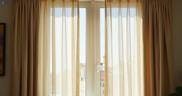 Dusty and dull curtains in caroline-springs-vic before steam cleaning